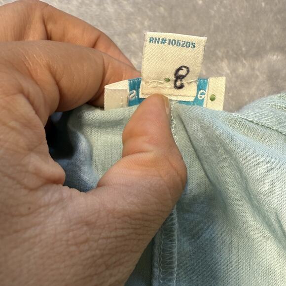 Sundance 100% Linen Midi Dress Green Size PS Lined Cottagecore Lagenlook Resort - Picture 6 of 8